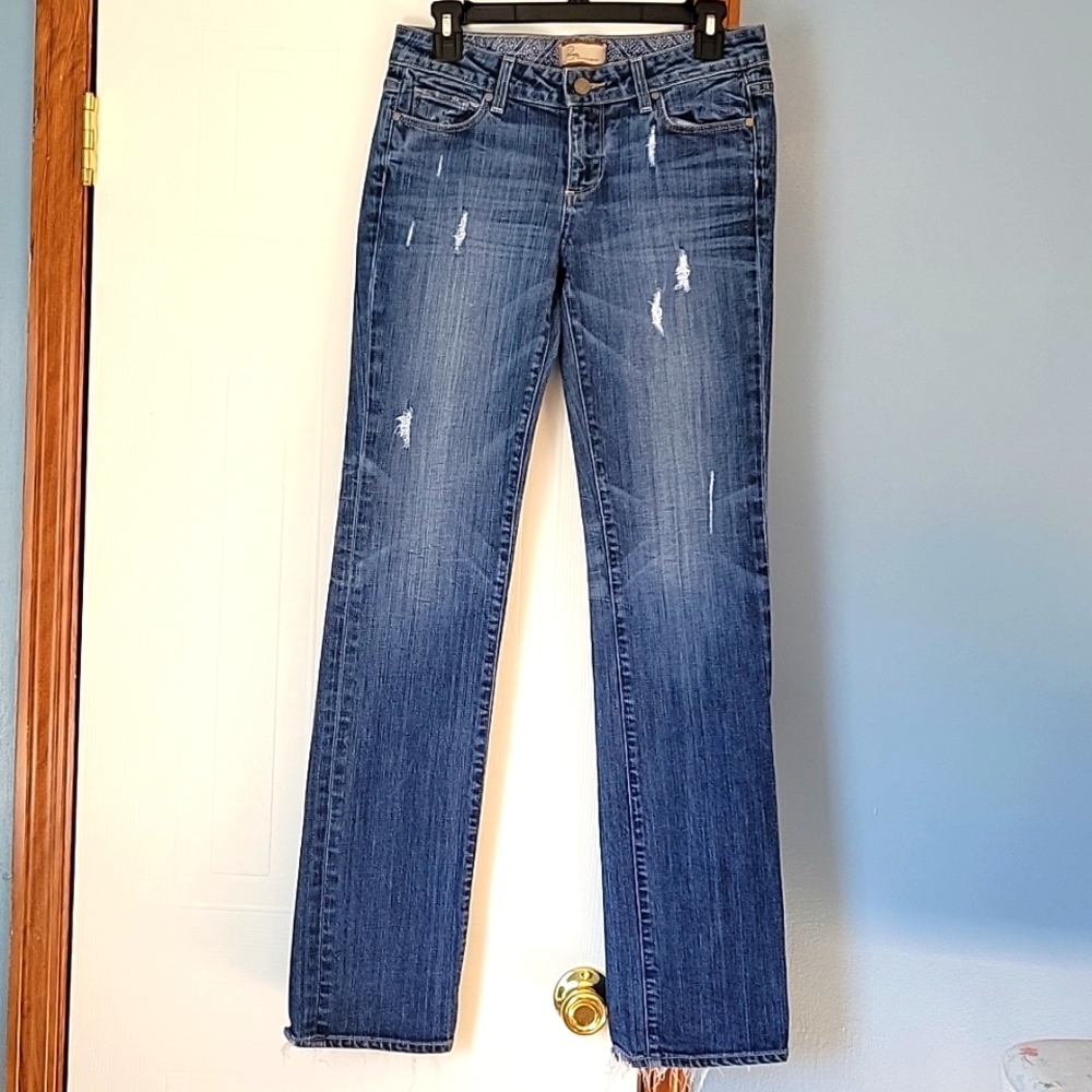 Paige "Jimmy Jimmy" Women's Distressed Straight Leg Jeans Size 26